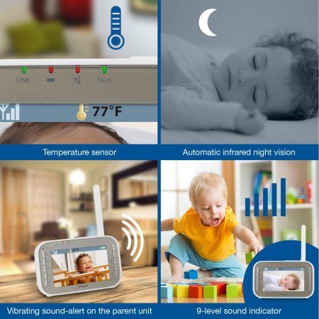 VTech VM343 Safe & Sound Video Baby Monitor with Night Vision, Pan/Tilt/Zoom and Two-Way Audio N8