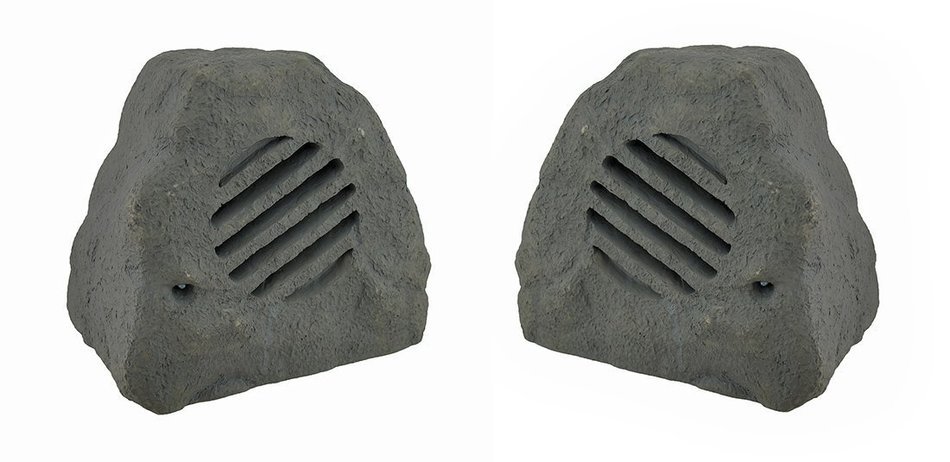 Set of 2 Weather Resistant Outdoor Rock Shaped 2 Way Speakers 8 in. N2