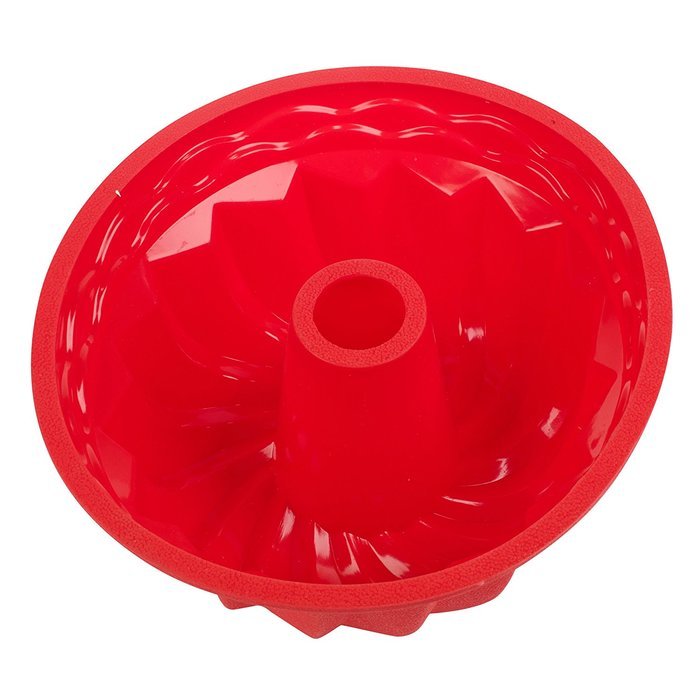 La Cucina Silicone Non-Stick Fluted Baking Ring Cake Pan Tray Dish (Red) N2