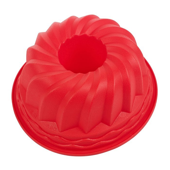 La Cucina Silicone Non-Stick Fluted Baking Ring Cake Pan Tray Dish (Red) N3
