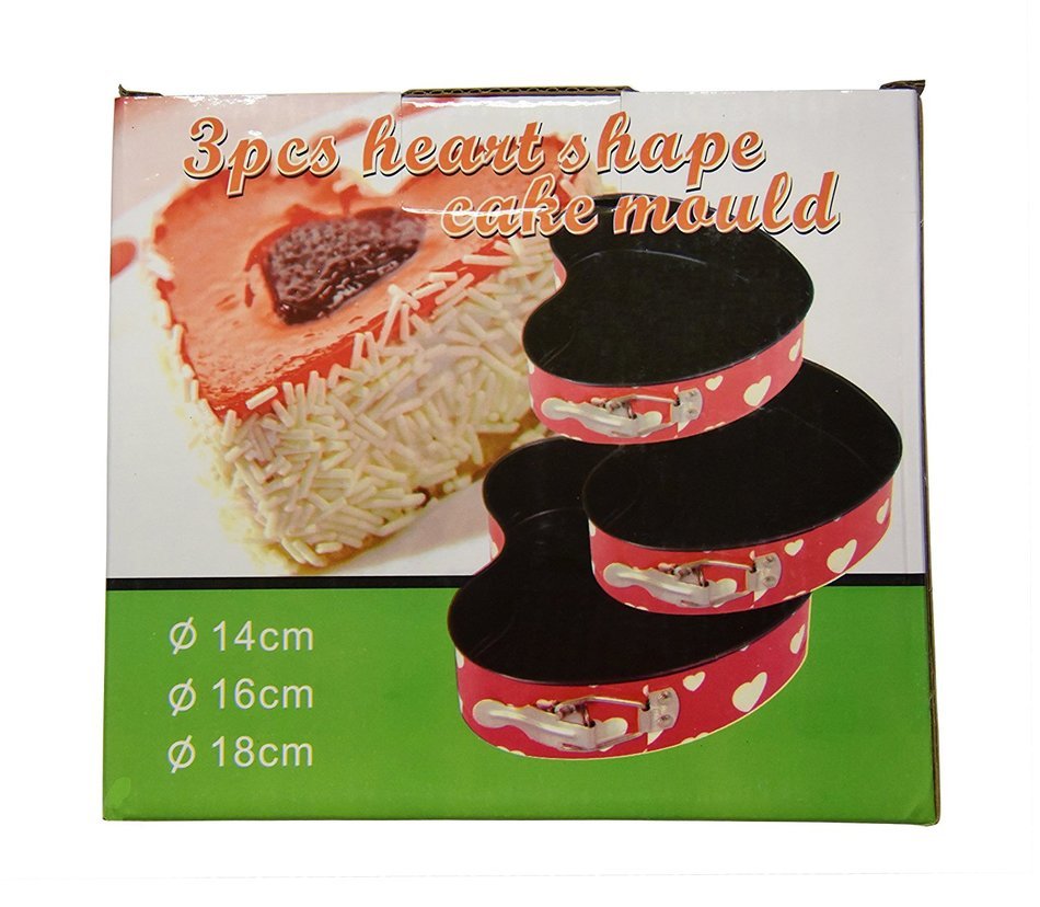 Cake Mould Red Heart Shaped Bake Ware (Set of 3) N8