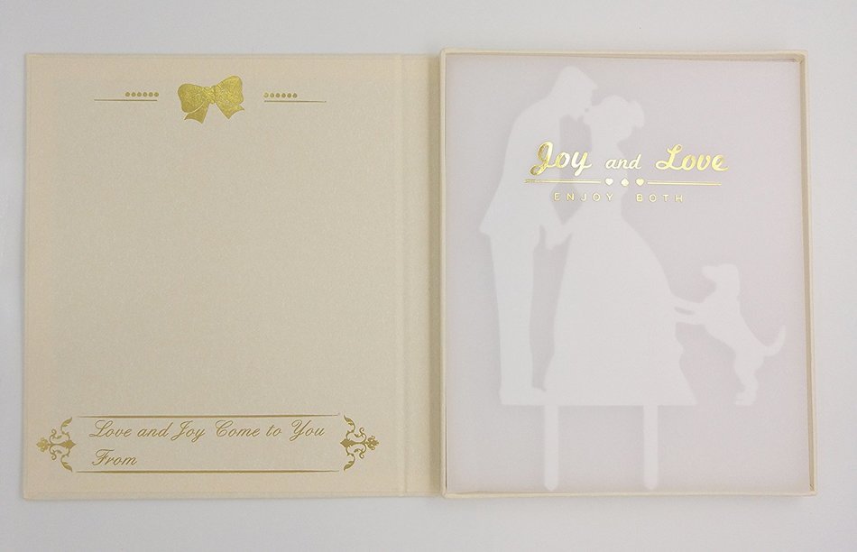 LOVENJOY with Gift Box Kissing Bride Groom Couple and Big Dog Animal Silhouette Wedding Cake Decoration Topper... N19