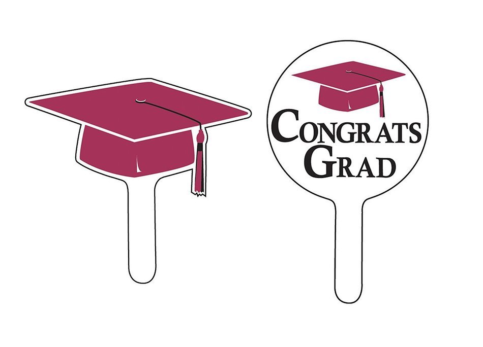 Creative Converting 24 Count Graduation Cap/Congrats Grad Cupcake Picks, Burgundy