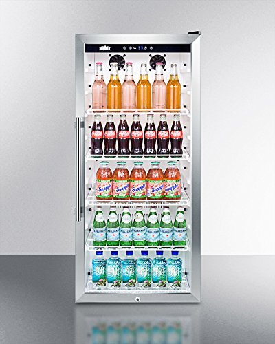 Summit SCR1005 48" Tall Beverage Merchandiser With Stainless Steel Trim LED Lighting & Digital Thermostat In Slim...