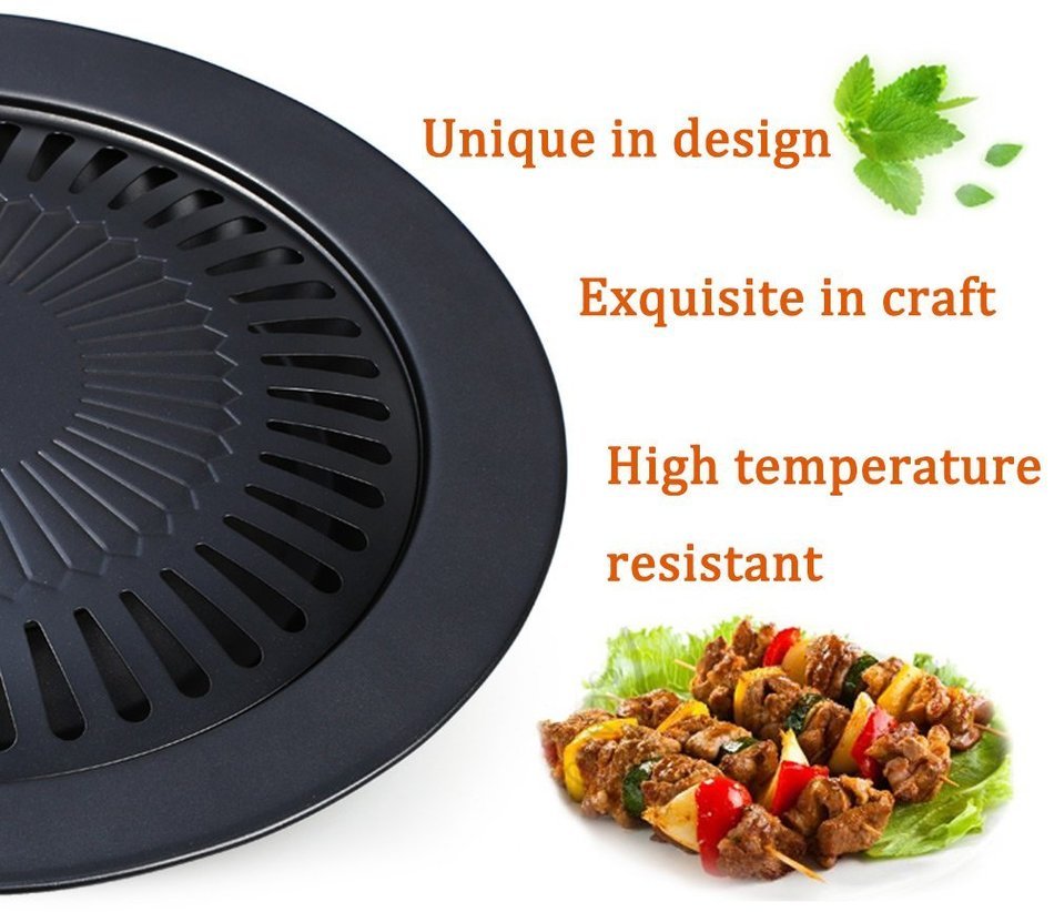 Superb good Black New Healthy Cooking Tool Barbecue Tray Korean Style Non-Stick Surface Cast Season Iron Griddle... N2