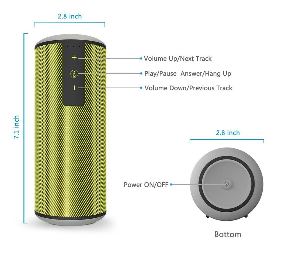 Trendwoo Outdoor Waterproof Bluetooth V4.0 Portable Speaker with DSP Noise Reduction Dual X-Bass Driver and up... N5
