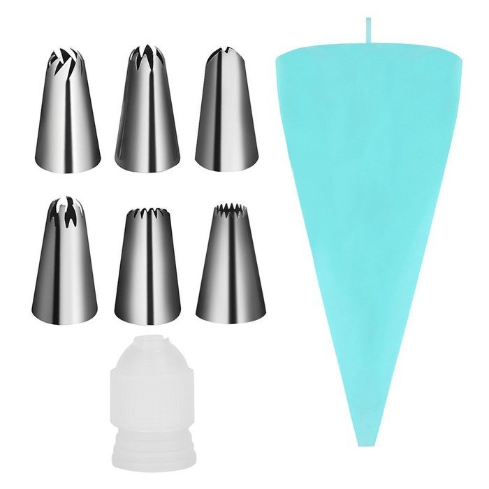 Korean Bobbi Skirt Icing Tips Set, Newcomdigi Stainless Steel Cake Decorating Supplies with One Coupler and One... N5