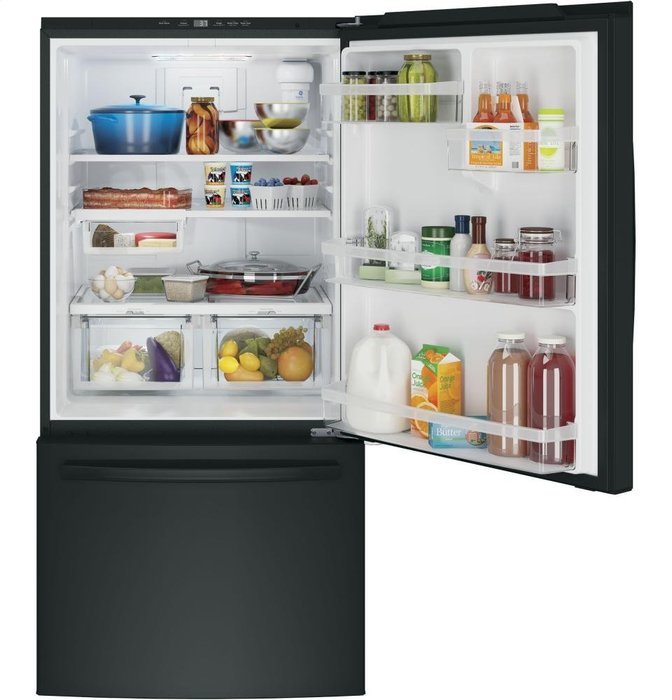 GE Black Bottom Freezer Refrigerator N2