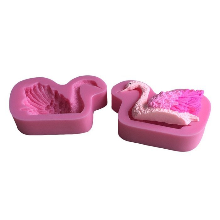 FLY 2PCS/Set Swan shape Silicone Fondant Mold For Cake Decorating,Pink N5