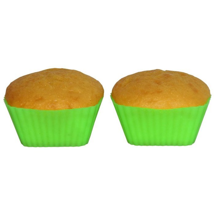 12 Green Silicone Baking Cups For Baking Cupcakes, Muffins, Mini Cakes Set by Dalysfort Stores Easy To Clean N5