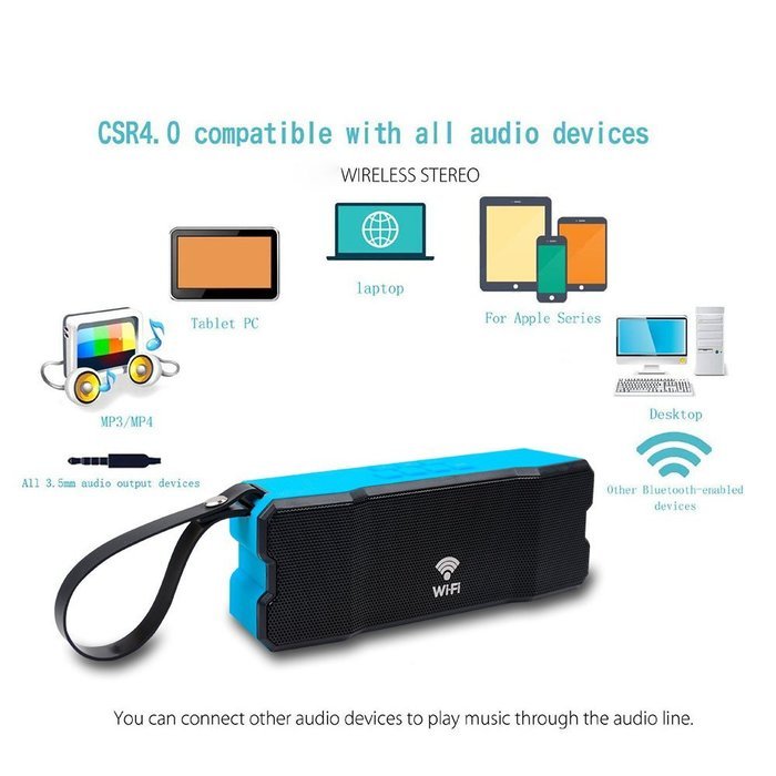 [Waterproof IPX7] BOOMER VIVI Portable Wi-Fi Speaker Enhanced Bass Wireless Multi-Room Sound 10Watt Powerful Dynamic... N3