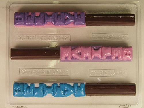 "BELIEVE" (vertical) on Pretzel rod AO216 All Occasion Chocolate Candy Mold