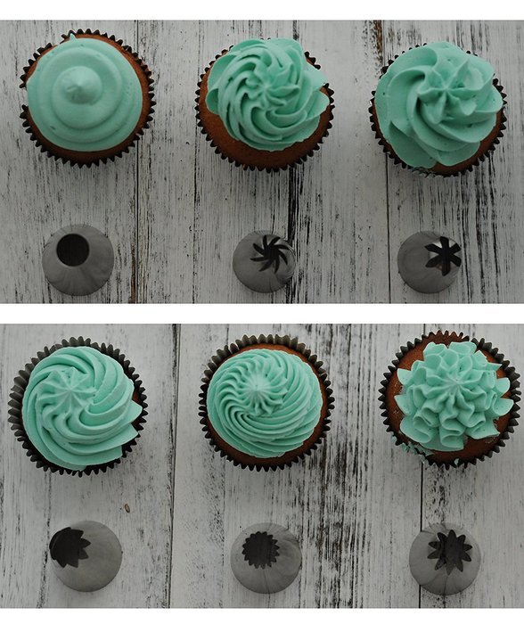 BeBeFun 304 Stainless Steel Extra-Large/ Jumbo Classical Cup Cake Piping Icing Decoration Tips Set. Include French... N2