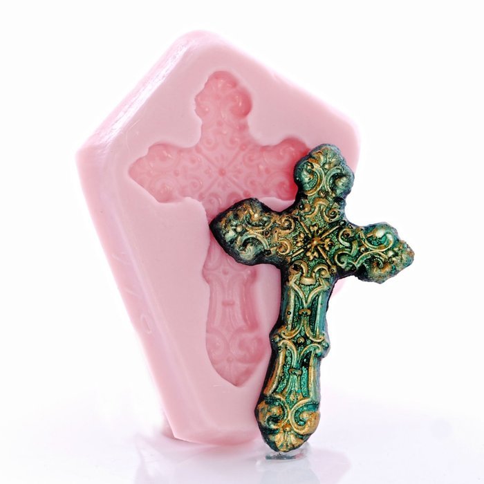 Small Decorative Cross Silicone Mold Food Safe Fondant, Candy, Chocolate, Craft, Resin, Clay Flexible Mold N2