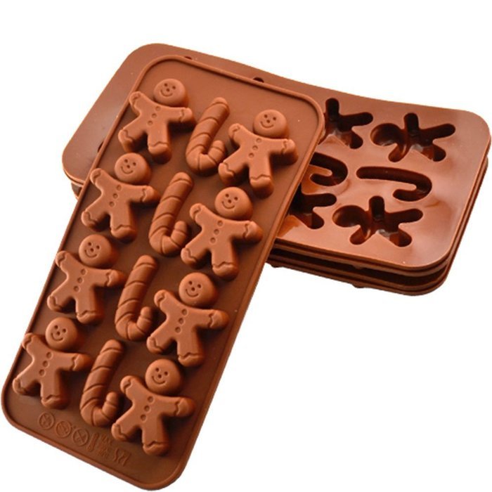 Gingerbread Man Stick Ice Chocolate Cookie DIY Silicone Baking Mould Tray #AC N2