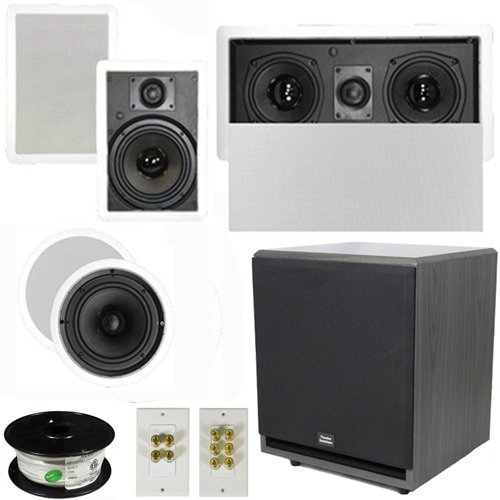 Theater Solutions 5.1 Home Theater 6.5" Speaker Set with Center, 12" Powered Sub and More TS65CWL51SET7
