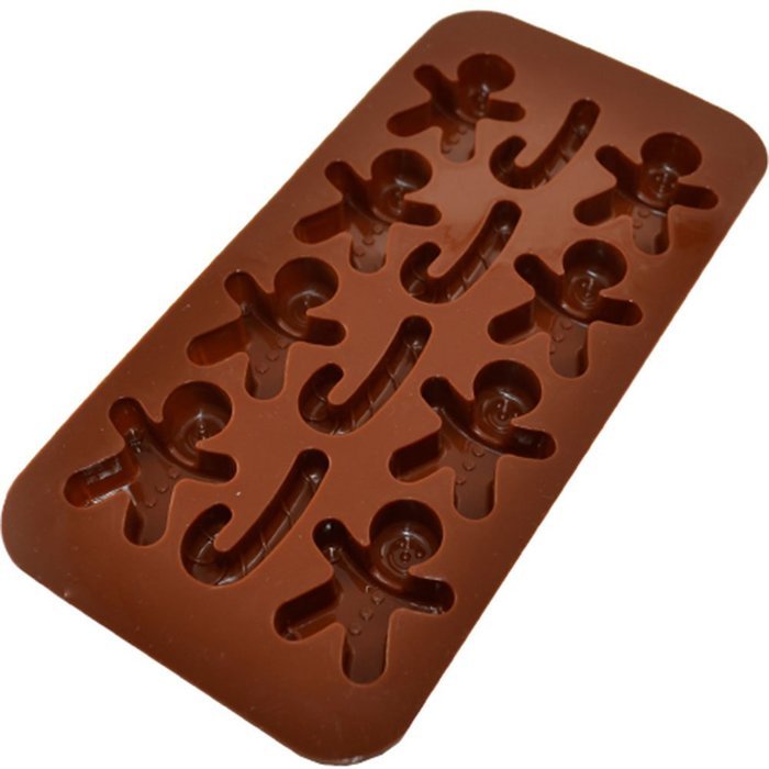 Gingerbread Man Stick Ice Chocolate Cookie DIY Silicone Baking Mould Tray #AC N3