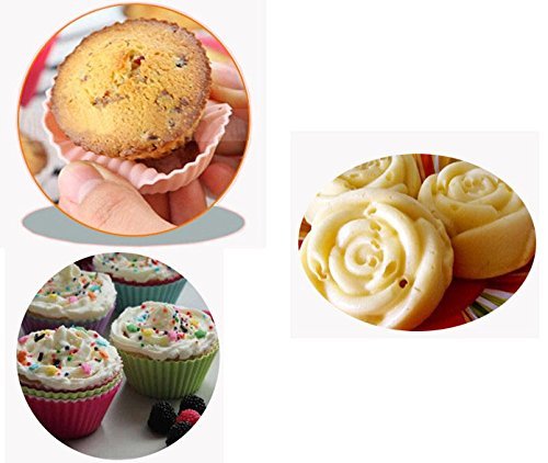 Beautiful Paradise 12pcs Square Shape Silicone Baking Cups / Cupcake Liners Molds Mixed Color N2