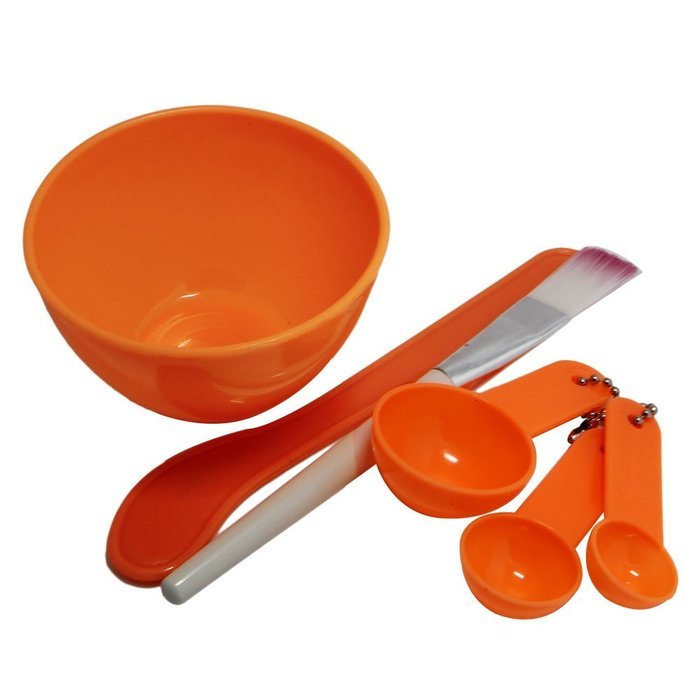 MEXUD-New 4 in 1 Makeup Beauty DIY Facial Face Mask Bowl Brush Spoon Stick Tool Set (Hot pink) N14