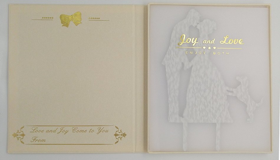 LOVENJOY with Gift Box Kissing Bride Groom Couple and Big Dog Animal Silhouette Wedding Cake Decoration Topper... N22
