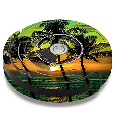 Skin Decal Vinyl Wrap For IRobot Roomba 650 655 Vacuum / Sunset Palm Trees Ocean