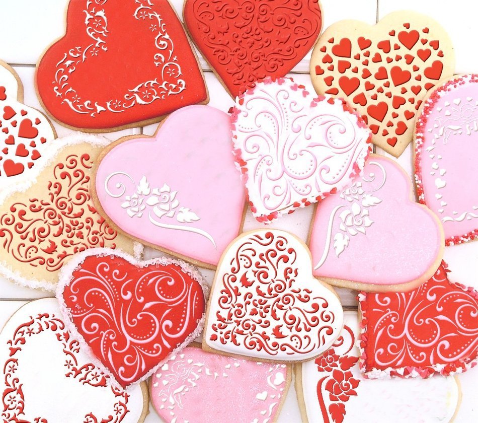 Designer Stencils C202 Swirl Valentine Heart Cookie Stencils, Beige/Semi-Transparent N2