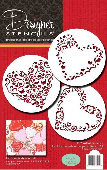 Designer Stencils C202 Swirl Valentine Heart Cookie Stencils, Beige/Semi-Transparent N3