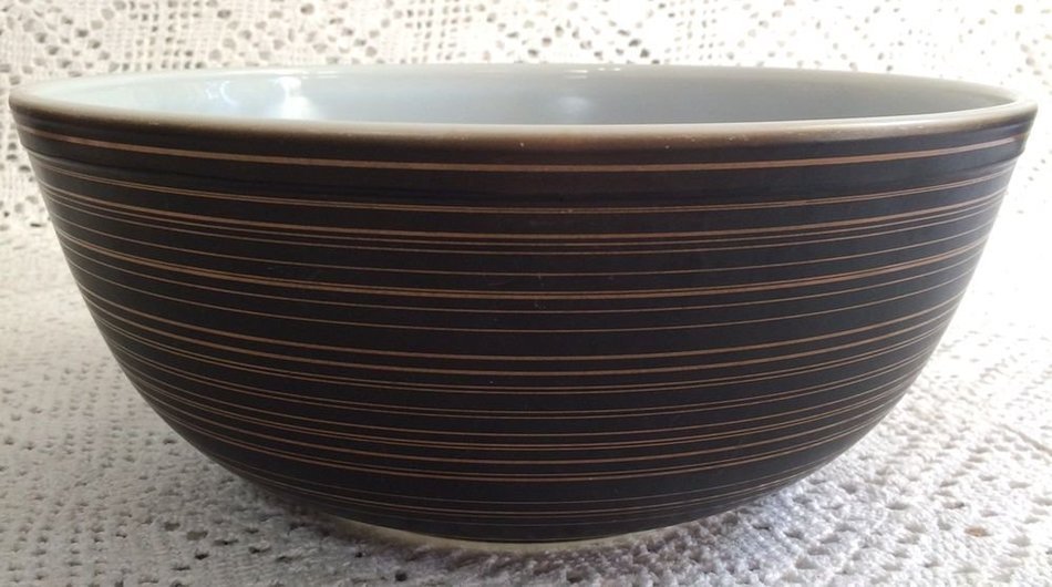RARE Vintage Pyrex Glass Terra Yellow & Black/Brown 404 Mixing Bowl N4