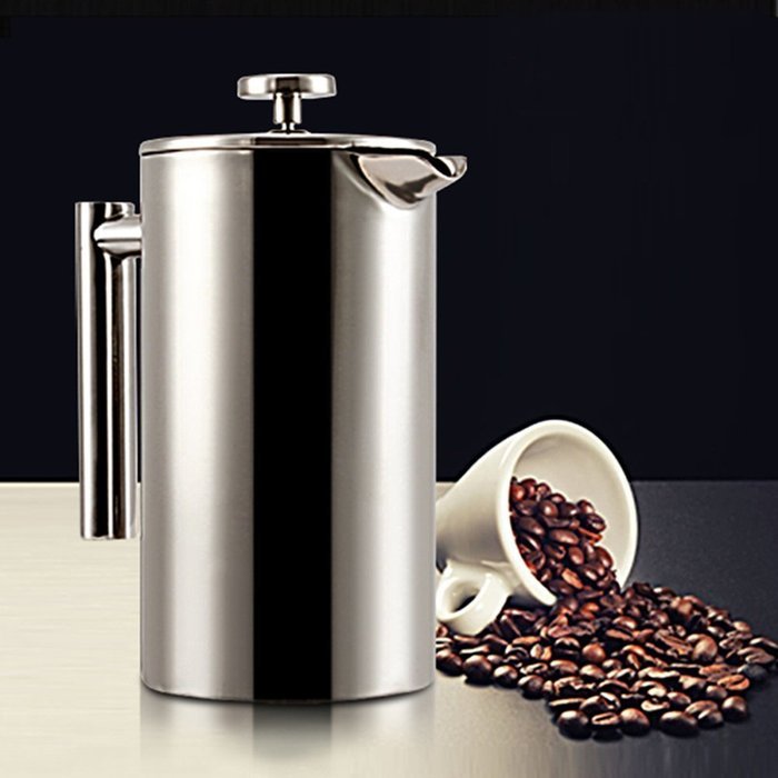 Amfocus French Coffee Press Espresso Maker, Stainless Steel Cafetiere, 350ml N5