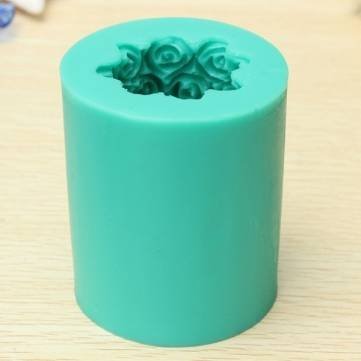 UR Bakeware Silicone Rose Flower Candle Mold Soap Mould Cylinder Wedding DIY Baking Molds N8
