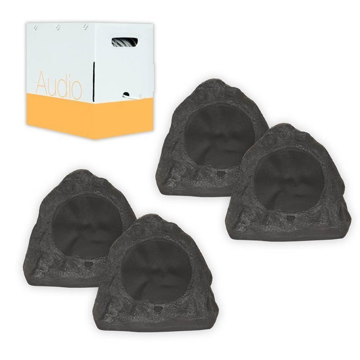 Theater Solutions 4R6L Outdoor Lava 6.5" Rock 4 Speaker Set with Wire for Yard Pool Spa Patio Garden