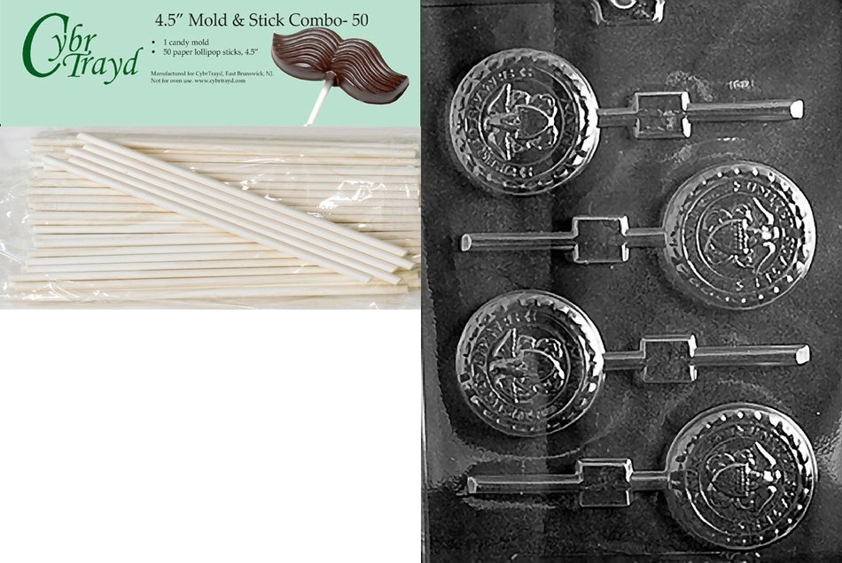 Cybrtrayd 45St50-J099 Navy Pop Jobs Chocolate Candy Mold with 50 Lollipop Sticks, 4.5-Inch