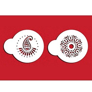 Sher FOUR-C Cup Cake Stencils Cookie And Coffee Stencils Set , Cupcake Decoration Template Molds