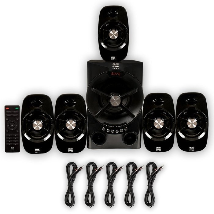 Blue Octave B54 Home Theater 5.1 Bluetooth Speaker System with FM Tuner USB and 5 Extension Cables N5