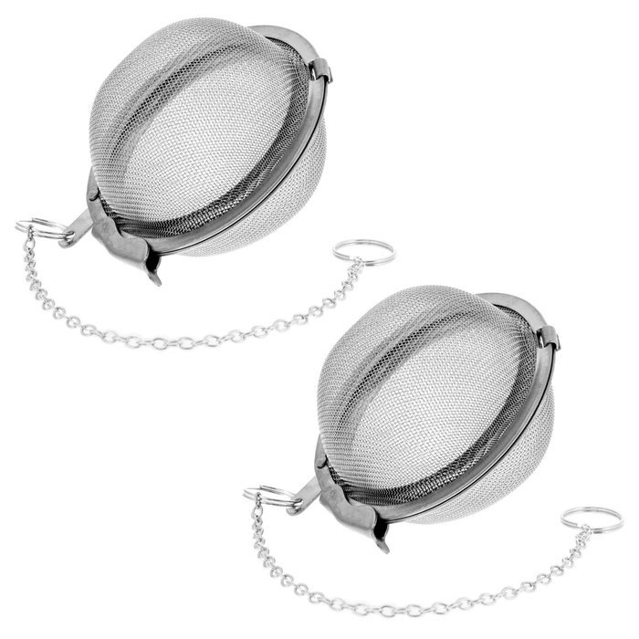 U.S. Kitchen Supply - 2 - Pack Premium Tea, & Spice Balls - 2.1" Diameter Fine Mesh Stainless Steel - Perfect...