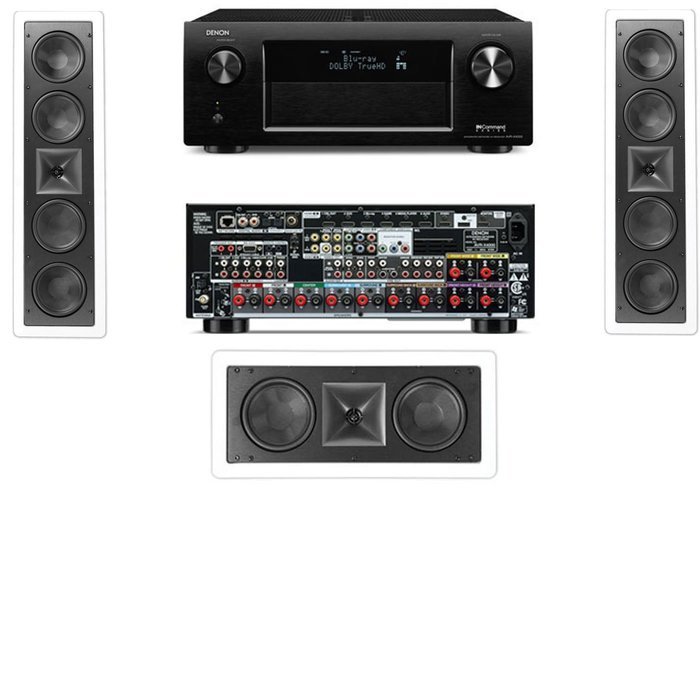 Klipsch KL-6504-THX In-Wall LCR Speaker-3.0 Denon AVR-X4000 IN-Command 7.2- White