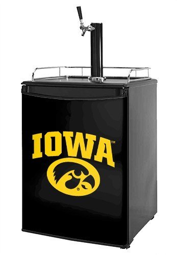 Kegerator Skin - Iowa Hawkeyes Tigerhawk Oval 01 Gold on Black (fits medium sized dorm fridge and kegerators)