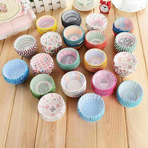TecGeo(TM) 100pcs/set Mix 4 Color Paper Muffin Case Christmas Wedding Cake Decorating Tools Cupcake Liners MoldBaking... N3