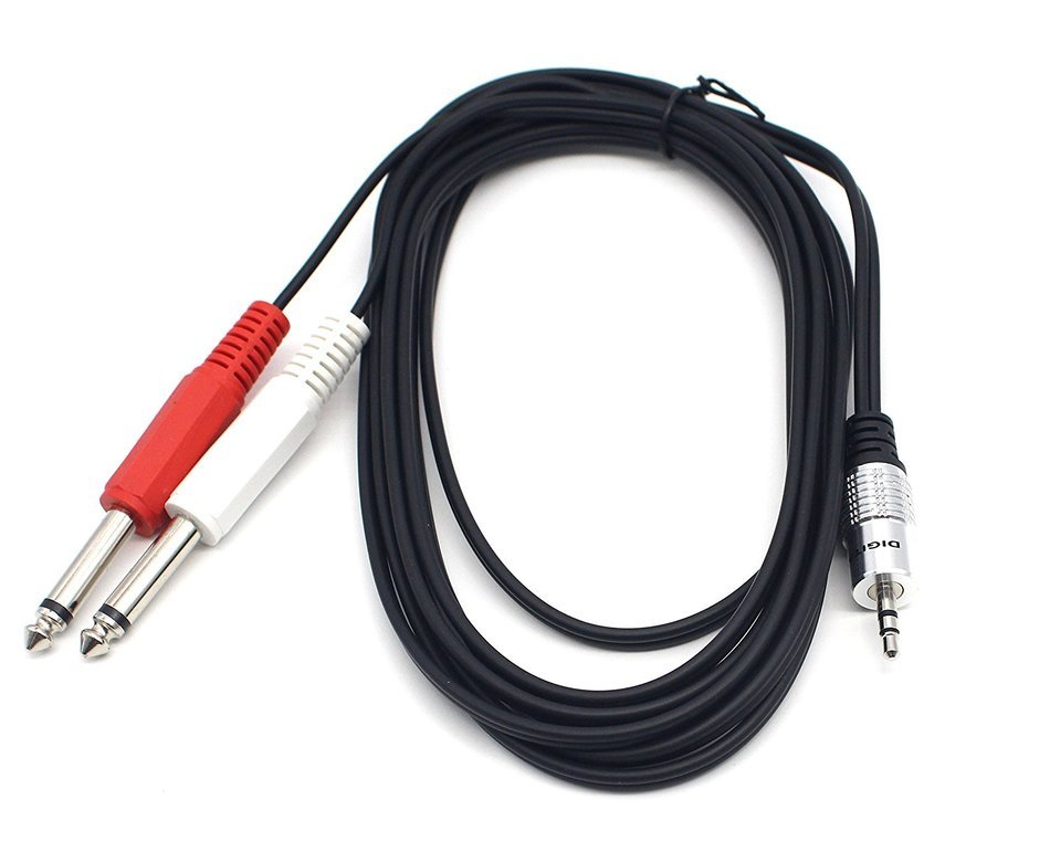 6Feet/1.8M Y Splitter cable, Duttek 3.5mm 1/8" TS Mono Male to dual 2*6.35mm 1/4" TRS Mono Male Plug Extension...