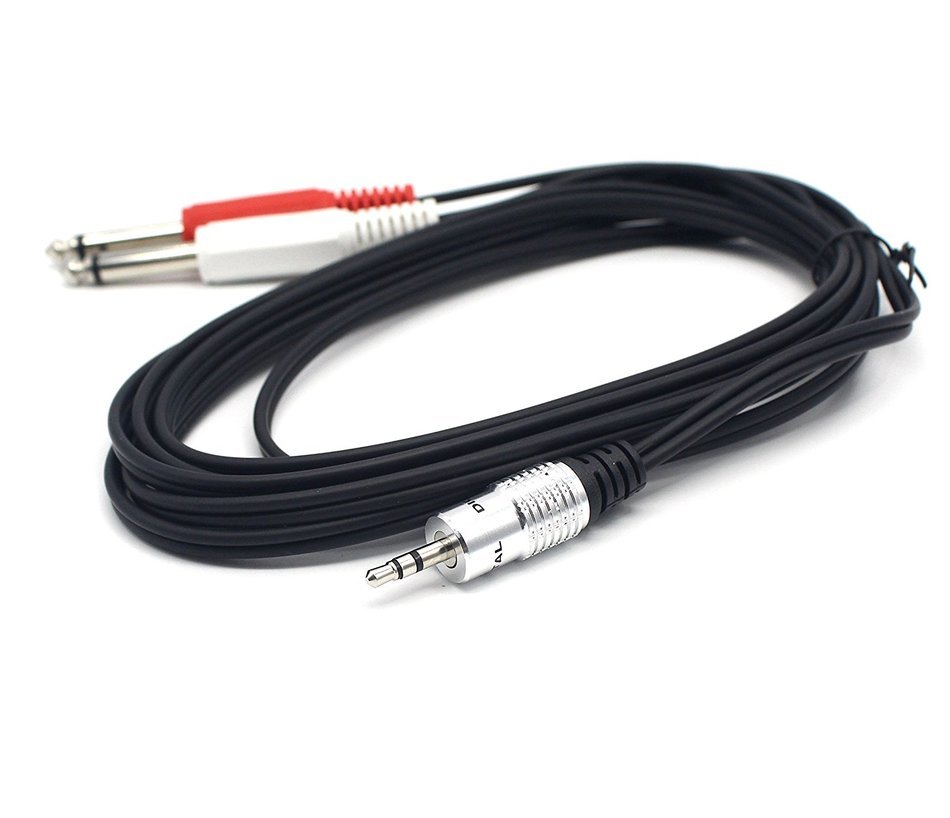 6Feet/1.8M Y Splitter cable, Duttek 3.5mm 1/8" TS Mono Male to dual 2*6.35mm 1/4" TRS Mono Male Plug Extension... N3