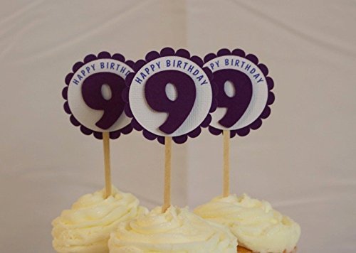 All About Details Shimmer Purple 9th Birthday Cupcake Toppers, Set of 12 N3