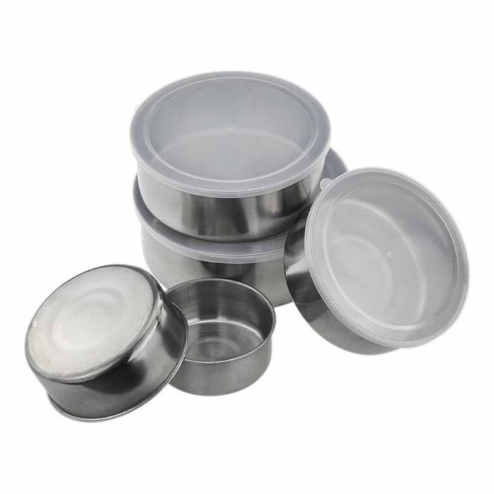 Quadruple Time 5 PCS Mixing Bowls Cookware Stainless Steel Food Storage Container Set N5