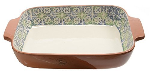 French Countryside Flower and Cross Rectangular Terracotta Oven Dish