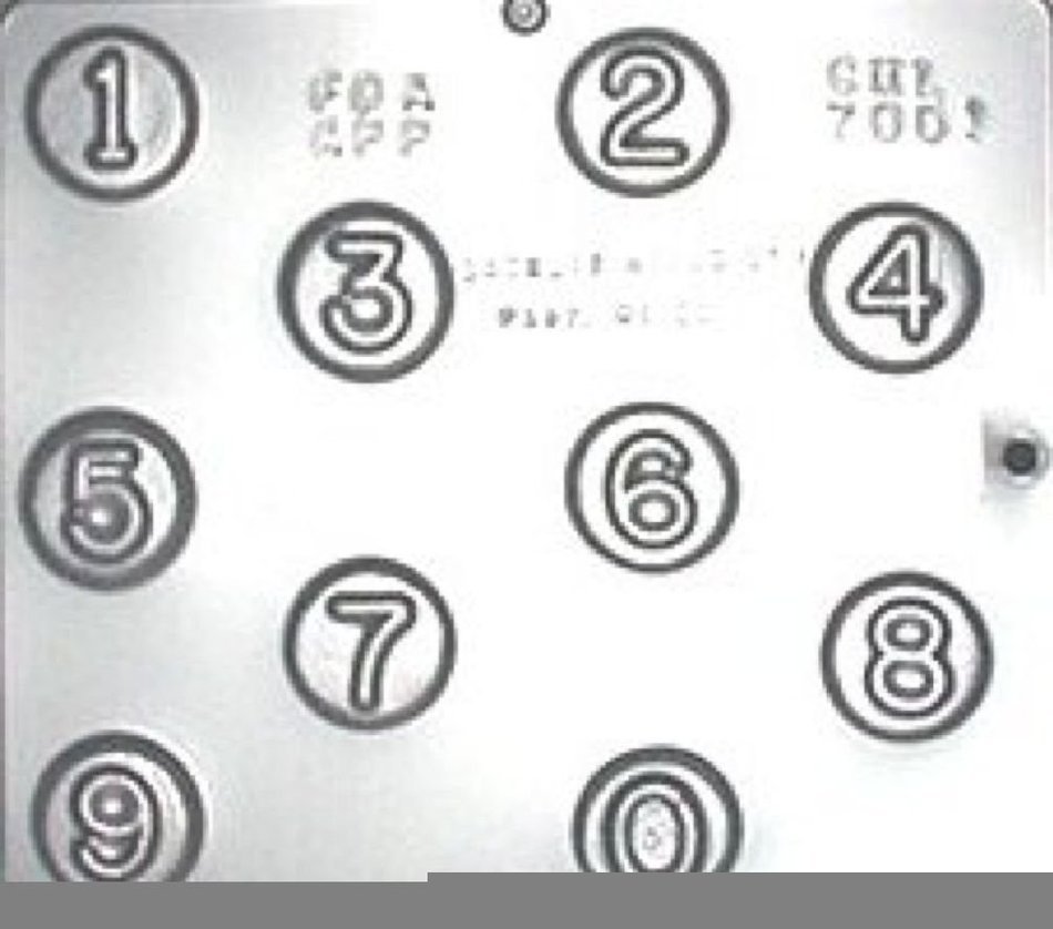 Numbers on 1 1/2" Circle Chocolate Candy Mold 7001