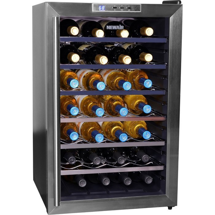 28 Bottle Single Zone Freestanding Wine Refrigerator-Sleek and stylish, a is great way to let your precious wine... N2
