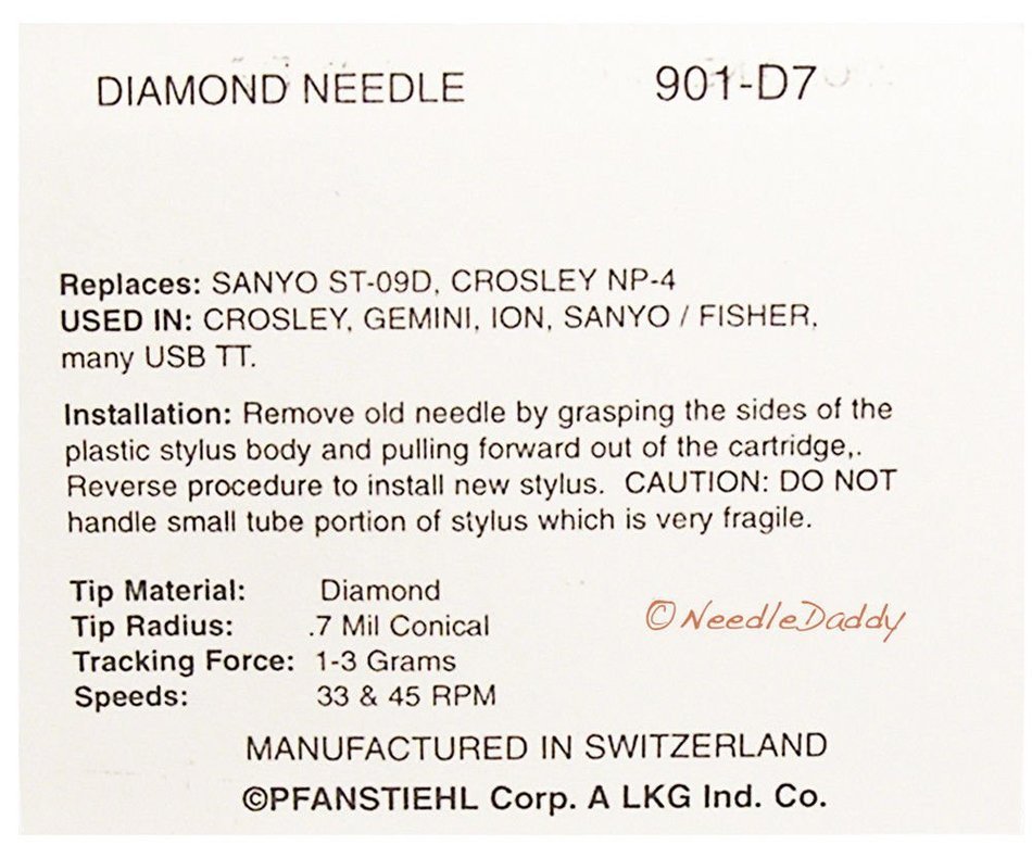 TURNTABLE NEEDLE FOR Pyle Pro PLTTB1, Pyle Pro PTT2BU, Pyle Pro PLTTB3U LP