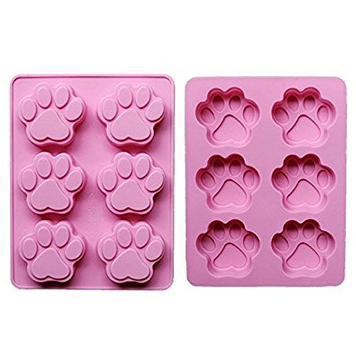 YING LAN 2 pcs Silicone DOG Pet Animal Paw Print Ice Cube Chocolate Soap Candle Tray Mold Party maker N4