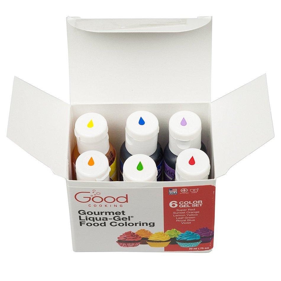 Food Coloring Liqua-Gel - 6 Color Rainbow Kit in .75 fl. oz. (20ml) Bottles N3