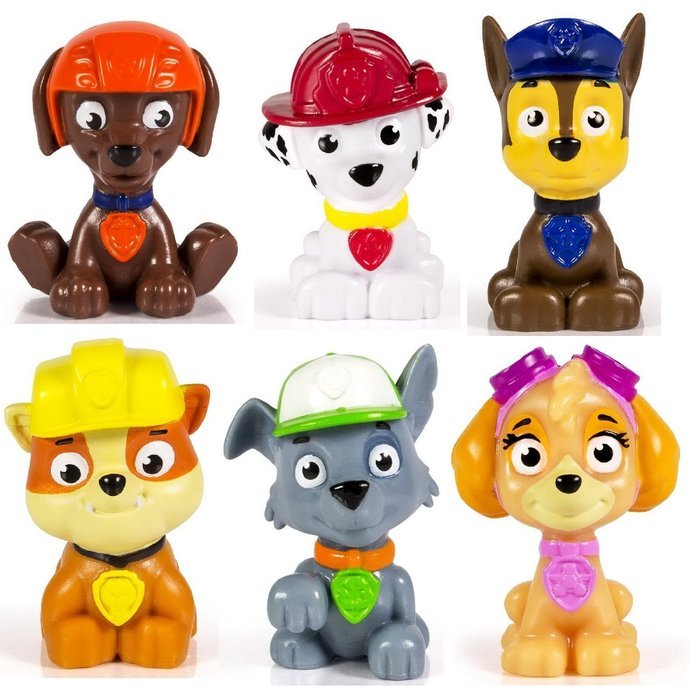 Nickelodeon Paw Patrol Mini Figurine/Cake Toppers ~ set of 6 Rocky, Zuma, Skye, Rubble, Marshall & Chase N7