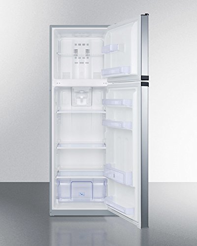 Summit FF948SS 8.8 cu.ft. frost-free refrigerator-freezer adjustable glass shelves and reversible doors with platinum...